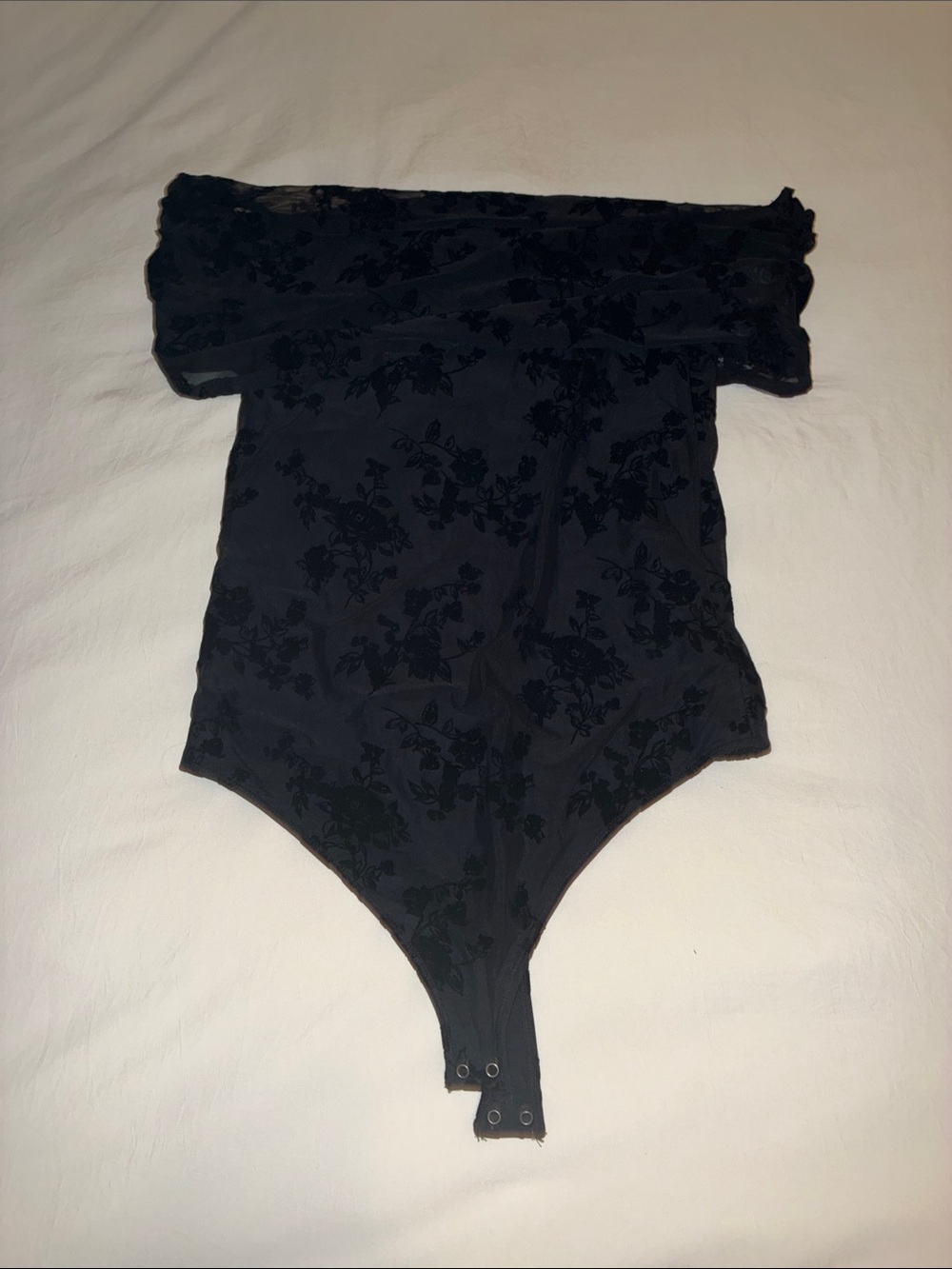 Abercrombie & Fitch Black Floral Off-Shoulder Bodysuit